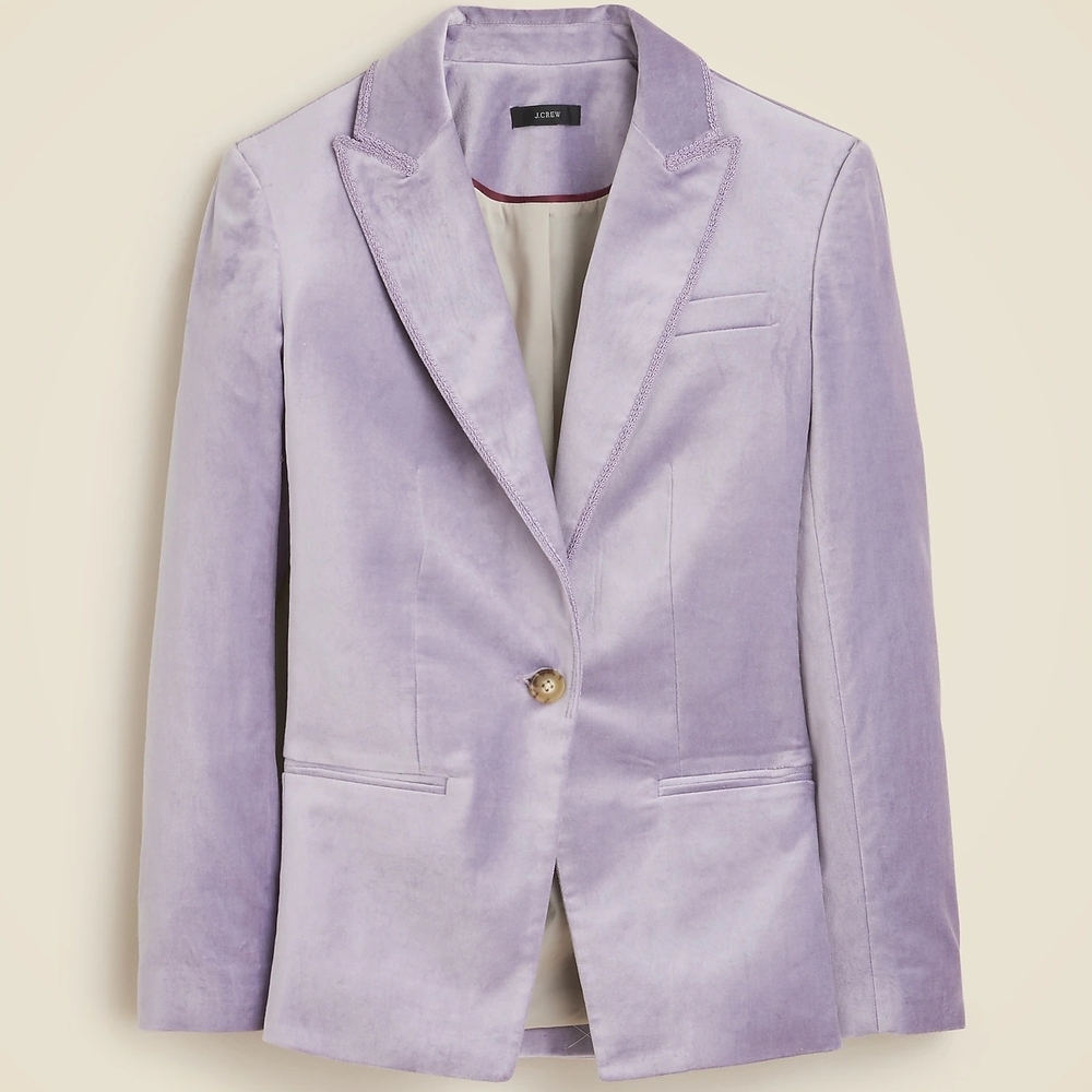 J. Crew Lavender Velvet Tailored Blazer